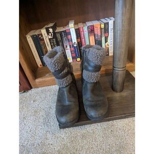 UGG Blayre III Black Waterproof Leather Fur Cuff Ankle Boots Size 8 Women